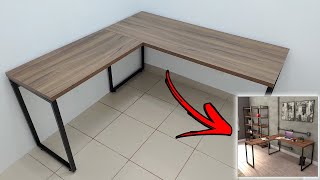 UNBOXING E MONTAGEM MESA EM L E ESTANTE TREVALLA KUANDRA  MESA GAMER  HOME OFFICE [upl. by Orian]