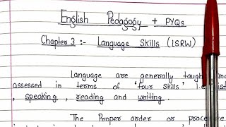 Language Skills LSRW  Lecture 3  English Pedagogy Including Previous year [upl. by Belinda]