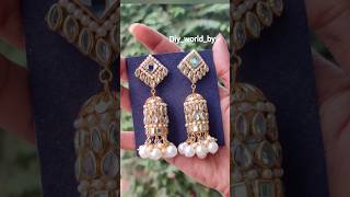 DIY Earrings with Waste Material🤩❤️ Kundan stone Earrings shorts trending earrings viralshorts [upl. by Nnyliak]