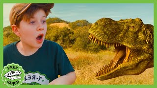 Giant TRex Dinosaur Hide and Escape 🦖 TRex Ranch Dinosaur Videos [upl. by Enayd79]