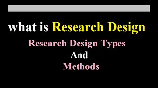 what is Research Design Research Design Types and Research Design Methods [upl. by Eaneg]