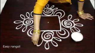 creative and easy rangoli design with 3x3 dots  3 dots muggulu designs  kolam designs with dots [upl. by Lerred425]