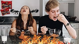 SPICY NOODLE CHALLENGE ALMOST DIED [upl. by Wash]