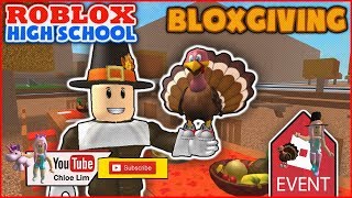 🦃 ROBLOX High School  Getting the Pilgrim Hat and Turkey Friend from the Bloxgiving 2017 Event [upl. by Egwin]