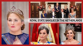 Princess Amalia attended ROYAL BANQUET in the NETHERLANDS in honor of King Felipe and Queen Letizia [upl. by Kizzie]