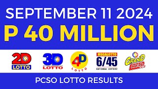 Lotto Result Today 9pm September 11 2024  PCSO Complete [upl. by Anadroj]