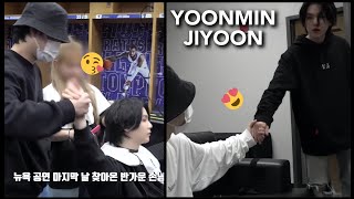 yoonmin jiyoon ❤️ jimin supporting yoongi on his tour sweet moments [upl. by Malda]