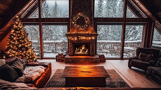 Sleep Warm in a Cabin During a Snowstorm Howling Winds and Crackling Fireplace for Peaceful Rest [upl. by Rugg]