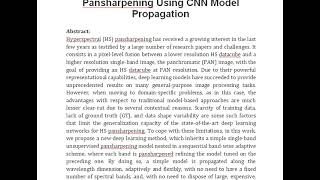 Band Wise Hyperspectral Image Pansharpening Using CNN Model Propagation [upl. by Sammer]