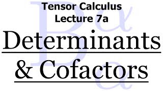 Tensor Calculus Lecture 7a Determinants and Cofactors [upl. by Adnilim]