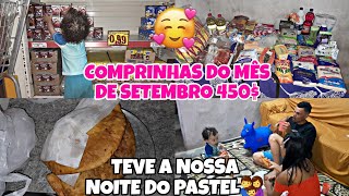 COMPRINHAS NO MERCADO COM 450 REAIS🛒💗PRA 3 PESSOAS TEVE NOSSA NOITE DO PASTEL👨‍👩‍👧 [upl. by Hermie]