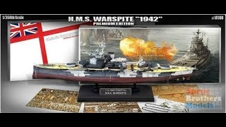 Academy  HMS Warspite quot1942quot Premium Edition  1350 Scale Model  In Box Review [upl. by Yeldoow]