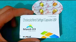 Cholecalciferol Vitamin D3 CapsuleMaxidD3 Softgel CapsuleCholecalciferol 60000 IU Capsule [upl. by Onairam]