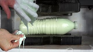 Bottle Of Oobleck Crushed By Hydraulic Press  NonNewtonian Fluid [upl. by Ileak549]