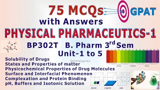 Physical Pharmaceutics1 75 MCQs with answers Unit 1 to 5 BP302T B Pharm 3rd Sem 2nd Year [upl. by Atnoed]