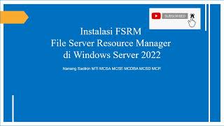 Instalasi FSRM File Server Resource Manager di Windows Server 2022 Standard Edition [upl. by Lisha247]