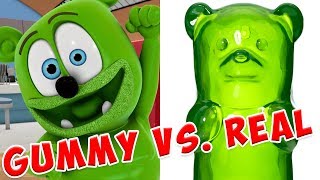 GUMMY vs REAL FOOD  Gummy Bear Show MANIA  The Gummy Bear Song [upl. by Aivatnuahs]