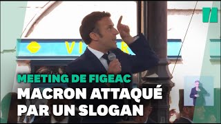 Lors de son meeting à Figeac Macron interpellé sur la place du privé [upl. by Nakhsa]