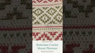 Crochet Bohemian Mosaic Placemat Pattern  Free Video Tutorial shorts [upl. by Arbrab]