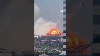 Massive explosion on a cargo ship in China  DW News [upl. by Anayek]