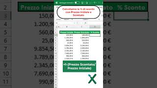 EXCEL FORMULE 💶 Tempi di saldi come calcolare la percentuale di sconto shorts [upl. by Esilahc418]