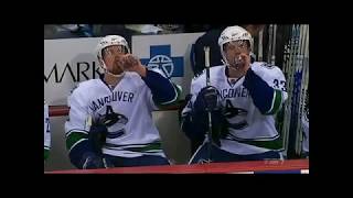 The Sedin Twins having a drink at the bench [upl. by Gnous]