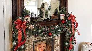 How To Decorate A Mantel For Christmas  Christmas Mantel Garland  Christmas Fireplace Decorating [upl. by Nana]