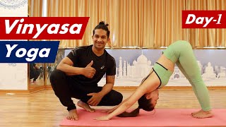 Day1 Vinyasa Yoga Flow Beginner To Intermediate Yoga  Yograja [upl. by Ebbie878]