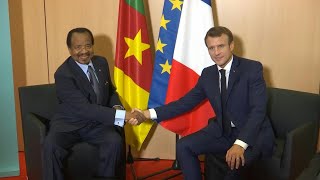 Global Fund conference Emmanuel Macron greets African leaders in Lyon  AFP [upl. by Airliah208]