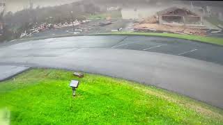 Caught On Camera Video of a tornado hitting Schubert Funeral Home in Sunbright Tennessee [upl. by Yednil]