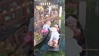 Floating boat market trending shortvideo short park bangkokthailand [upl. by Odnam]