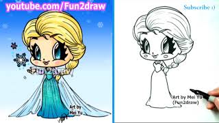 How to Draw Disney Princesses amp Characters  Elsa from Frozen  Fun2draw drawing channel [upl. by Erolyat]