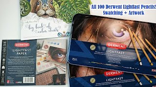 Derwent Lightfast Pencils Review  all 100 of them Swatching in Book amp Drawing on Lightfast Paper [upl. by Ilram744]