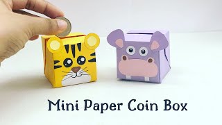 DIY MINI PAPER COIN BANK  Paper Piggy Bank  Paper Craft  Easy kids craft ideas  Paper Craft New [upl. by Eoz]