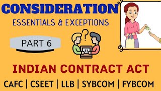 Consideration  Essentials of Valid Consideration  Indian Contract Act  with Examples amp Caselaws [upl. by Nivel]