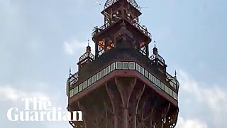 Blackpool Tower fire turns out to be flapping orange fabric [upl. by Skolnik507]