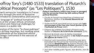 Rebecca Kingston quotPlutarch Reception in SixteenthCentury France la chose publique inquot [upl. by Nealson]