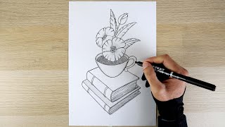 how to draw  drawing  dibujo  easy drawing  how to draw abooks  How to draw a coffee cup [upl. by Azrim452]