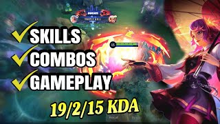 19 KILLS  KAGURA TUTORIAL 2024 🪷🩷✨  KAGURA BEST BUILD amp COMBOS  MOBILE LEGENDS [upl. by Anrol]