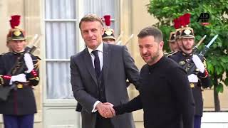 French President Macron received his Ukrainian counterpart Volodymyr Zelenskyy at the Elyée Palace [upl. by Gorey995]