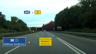 🇩🇪 A485  B3 Gießener Nordkreuz  Butzbach 3x [upl. by Soinski]