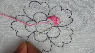 Hand embroidery easy modern flower tutorial  fantasy flower stitch [upl. by Zoeller]