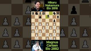 543 Elo Magnus Carlsen vs Hikaru Nakamura chess game [upl. by Aerdnac]