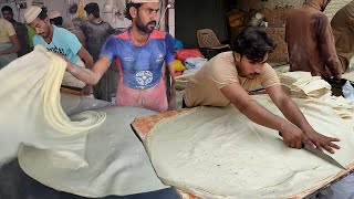 Pakistans Biggest Rumali Roti  Roll and Samosa Patti  Manda Roti Making  Street Food of Karachi [upl. by Alicsirp]