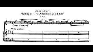 Claude Debussy  Prélude à laprèsmidi dun faune for flute and piano w score [upl. by Nattirb839]