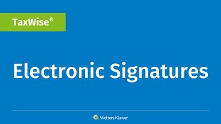 TaxWise Electronic Signatures [upl. by Siraf504]