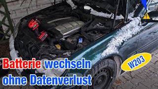 Autobatterie W203 wechseln ohne Datenverlust Mercedes C Klasse [upl. by Nolad]