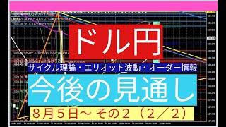 ドル円予想（今後の見通し）その２（２／２）８・５～ [upl. by Dlaregztif416]