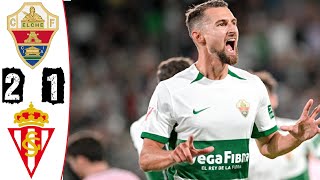 Elche vs Sporting Gijón 21 Resumen  LaLiga 2  20242025 [upl. by Noryd]