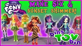 Equestria Girls HUGE Unboxing Mane Six Movie Dolls  Sunset Shimmer by Bins Toy Bin [upl. by Lamrej239]